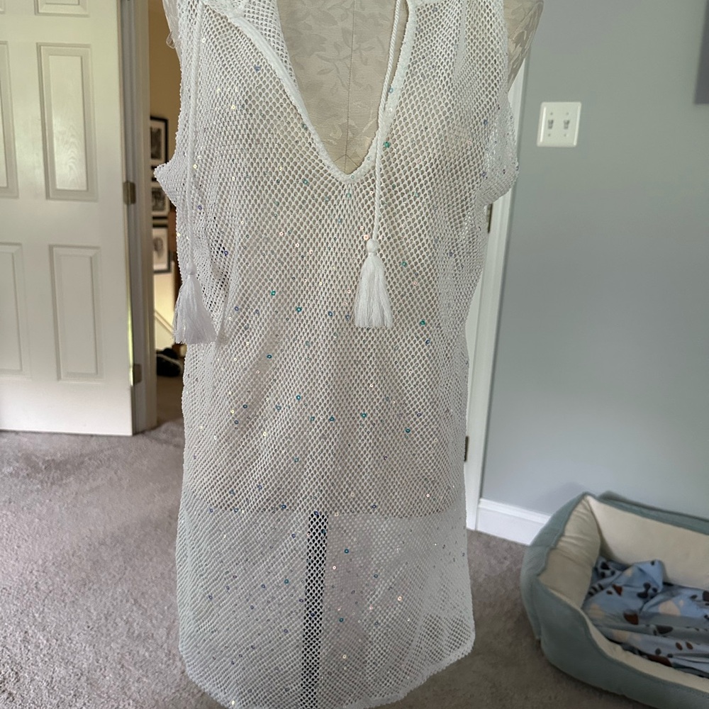 White Mesh Swim Cover-Up